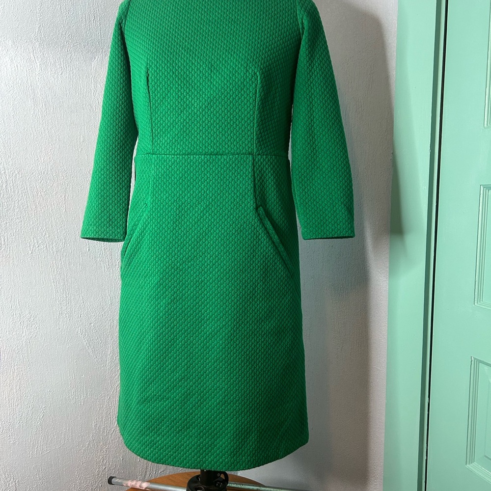Boden size US6R, UK10R  Green Women's Dress warm quilted w pockets 3/4 sleeve